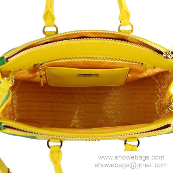 2014 Prada saffiano calfskin 33cm tote BN2274 yellow&green